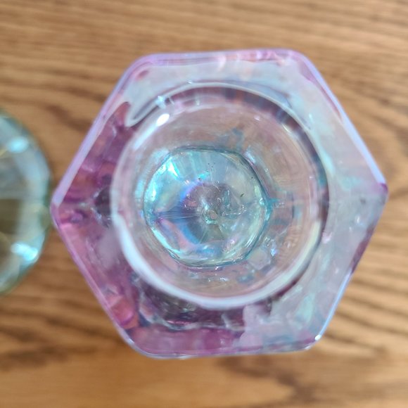 PartyLite Mardi Gras Colorful Tapered Candlestick Holder Pair Set of Two 5" Tall - Picture 16 of 17